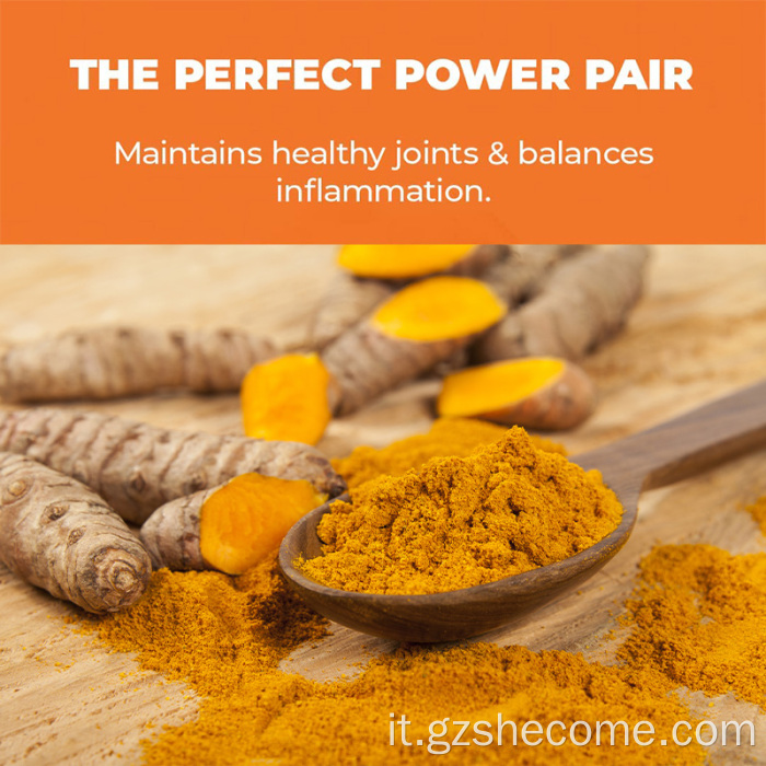 Le capsule di zenzero di curcuma aumentano il supplemento di curcuma cerebrale